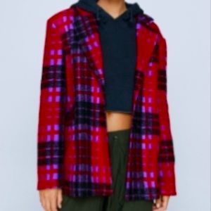 Nasty Gal - Check Print Oversized Blazer (NEW)